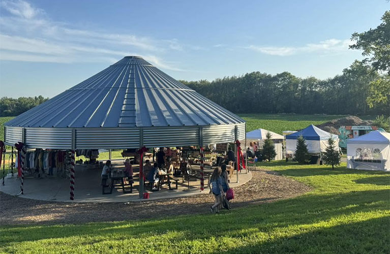 Local vendors sell goods under the Dull's pavilion and in pop-up tents around the farm.